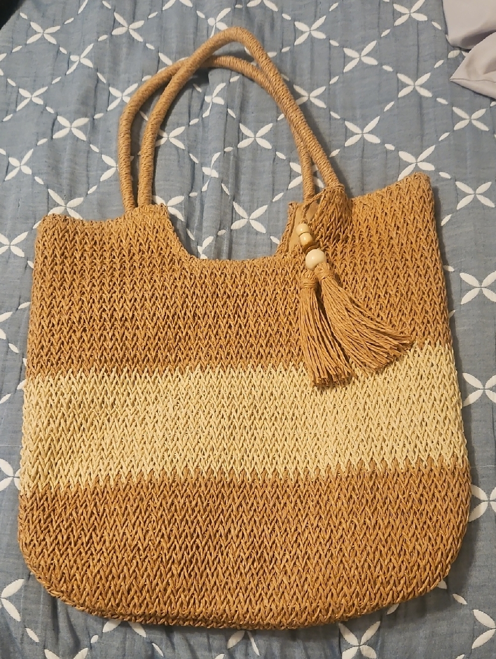 Tan Boho Beach Bag